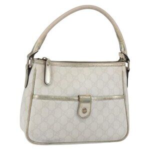 Authentic GUCCI GG Supreme Shoulder Bag PVC White Gold 190258